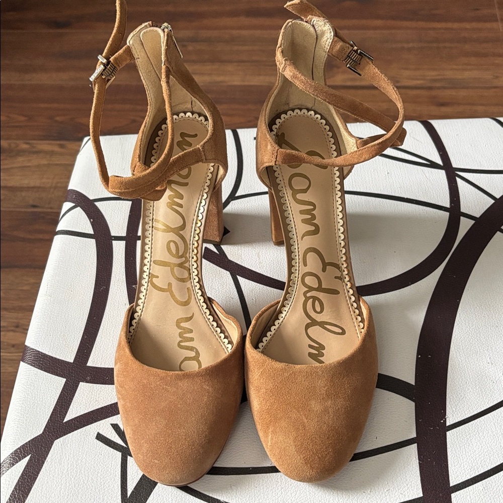 Sam Edelman Brown Suede Ankle Strap Heels